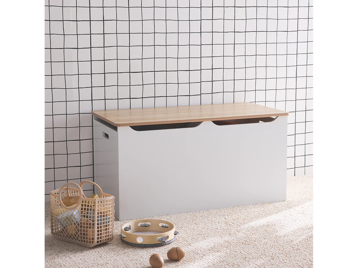 Baúl infantil ideal para juguetes blanco