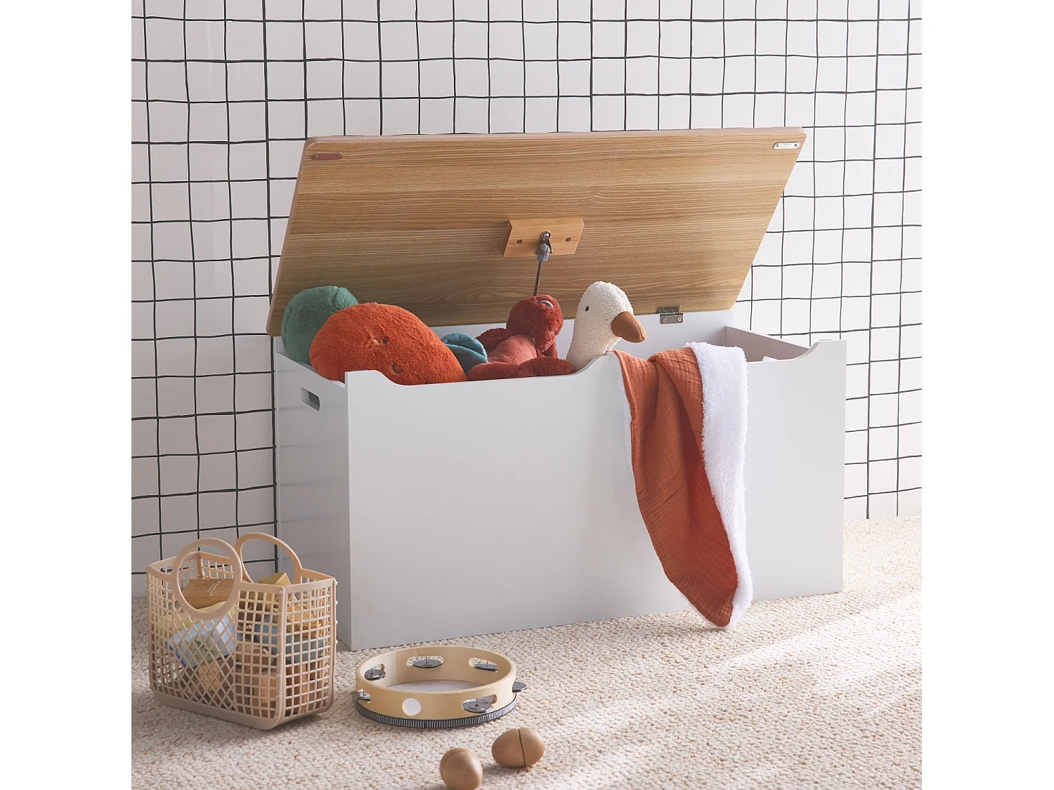 Baúl infantil ideal para juguetes blanco