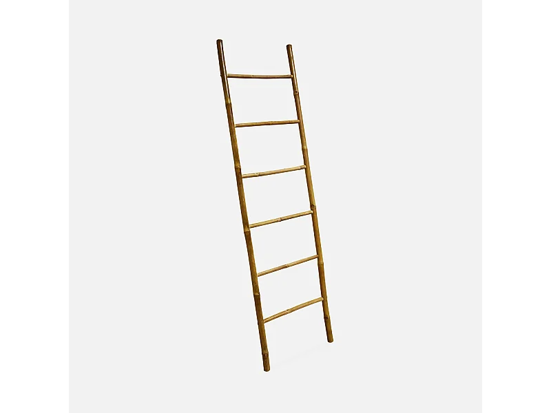 Scala decorativa in bambù con 6 montanti, marrone naturale