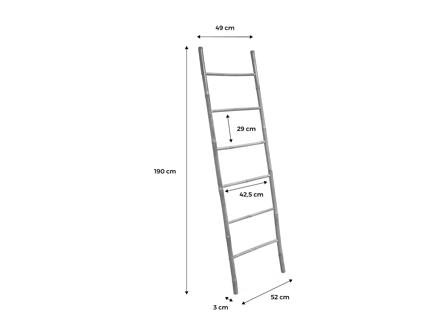 Escalera decorativa de bambú con 6 montantes natural