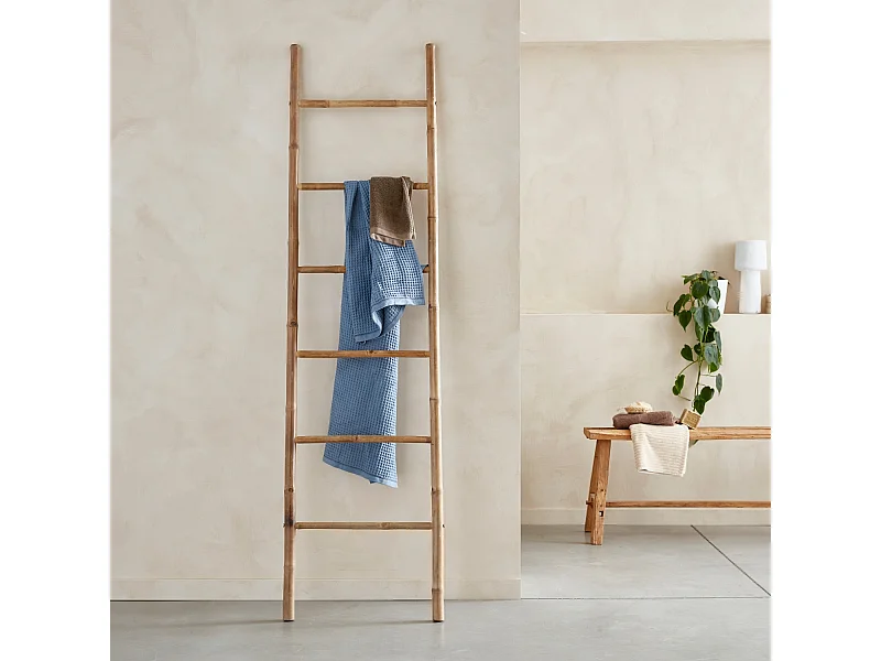 Escalera decorativa de bambú con 6 montantes natural