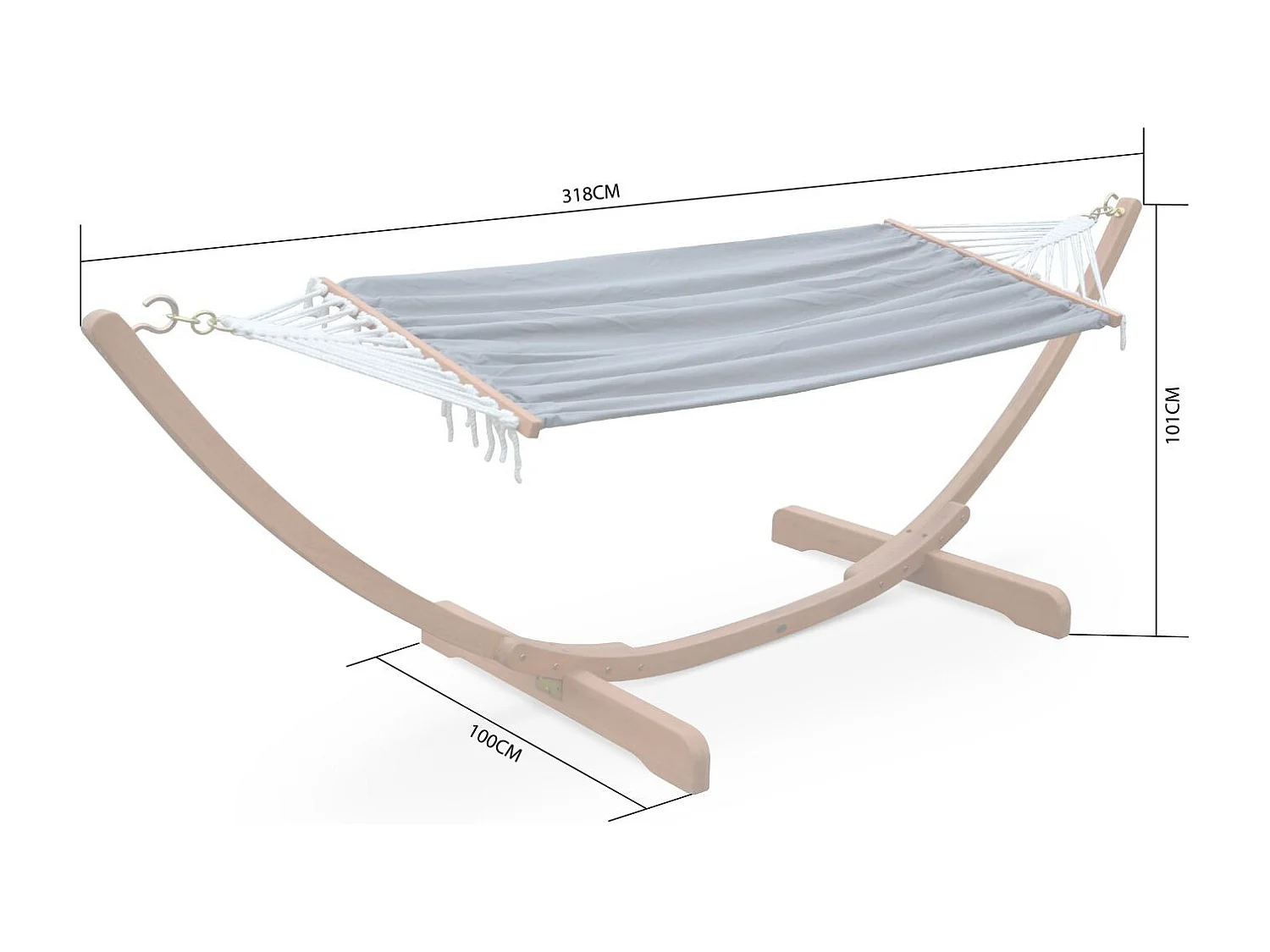 Hamac en bois - Hamaca - Hamac 317x100cm avec toile en coton