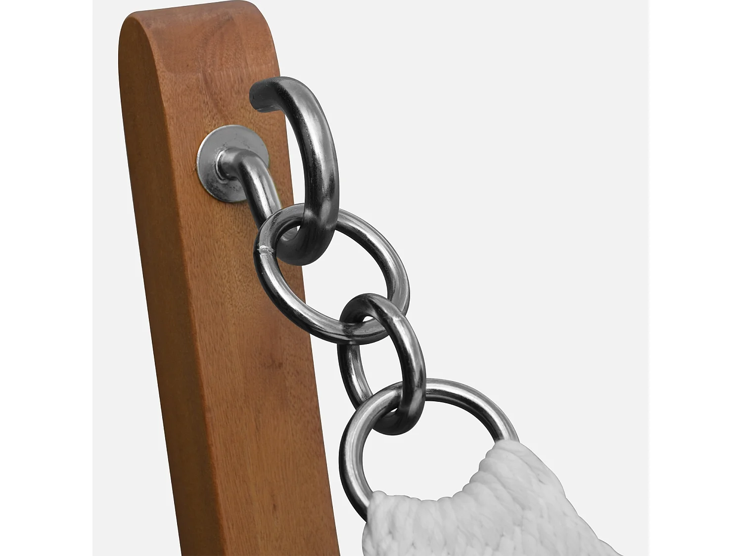 Hamaca sobre patas de madera, lona de algodón blanco