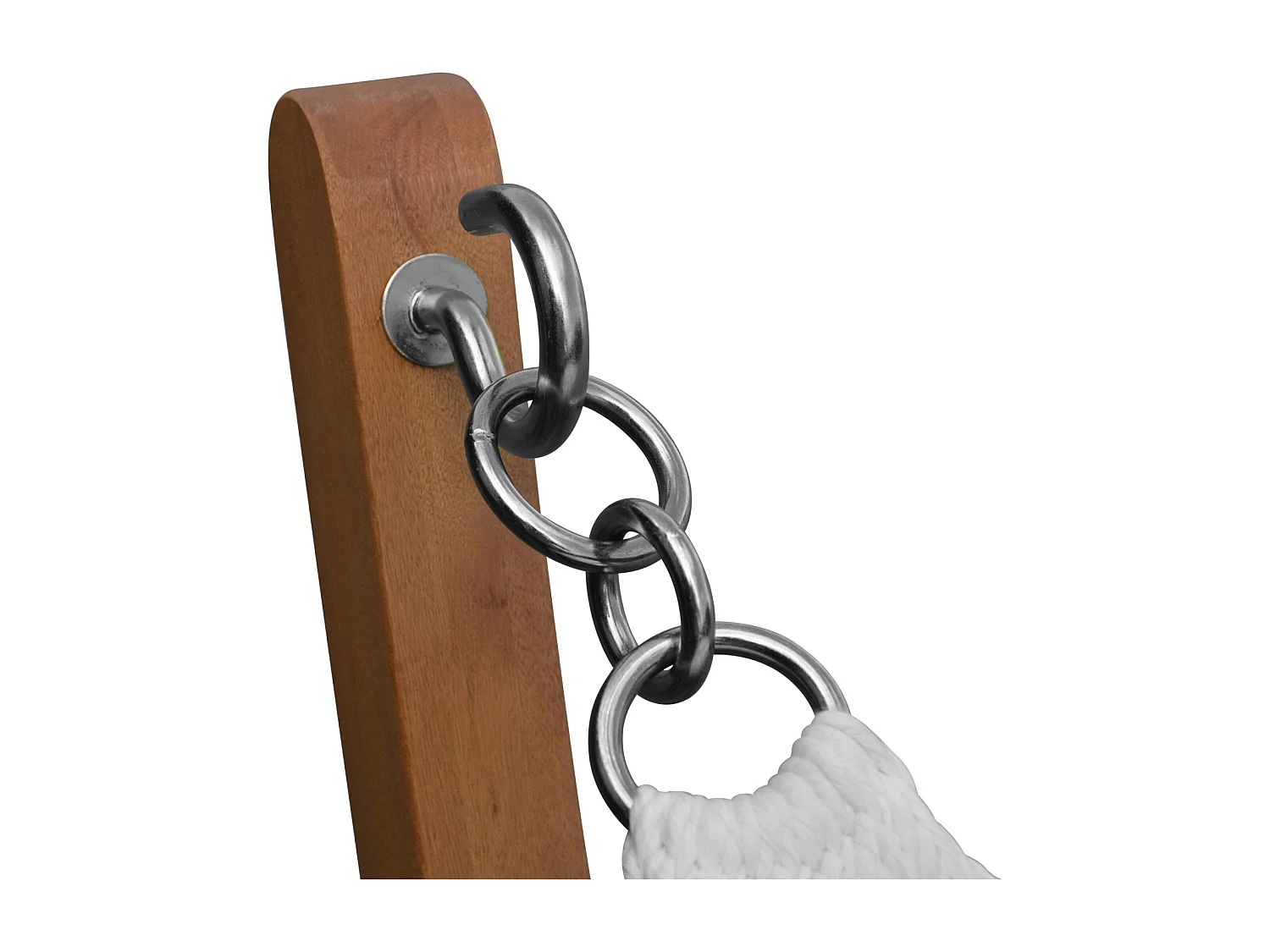 Hamaca sobre patas de madera, lona de algodón blanco