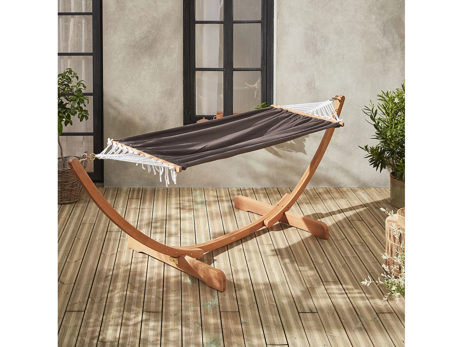 Hamac en bois - Hamaca - Hamac 317x100cm avec toile en coton