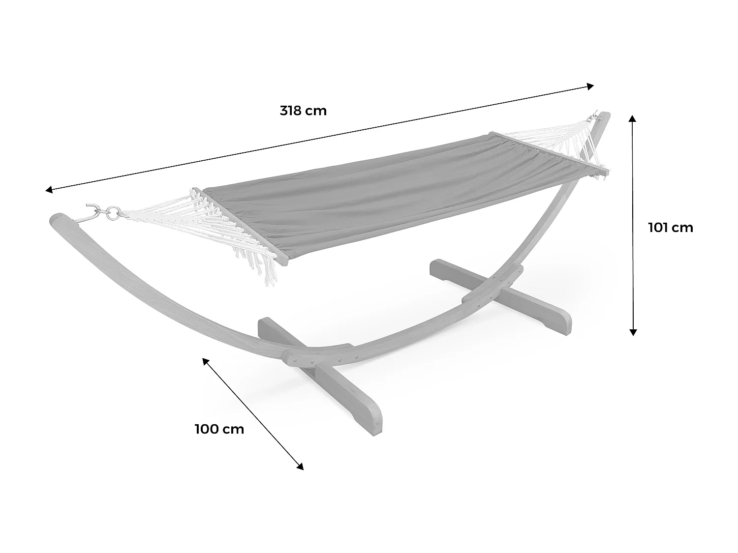 Hamac en bois - Hamaca - Hamac 317x100cm avec toile en coton