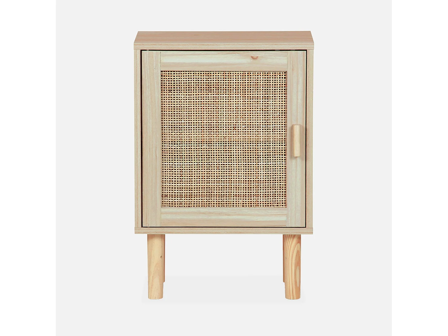 Mesita de noche con efecto caña y madera natural