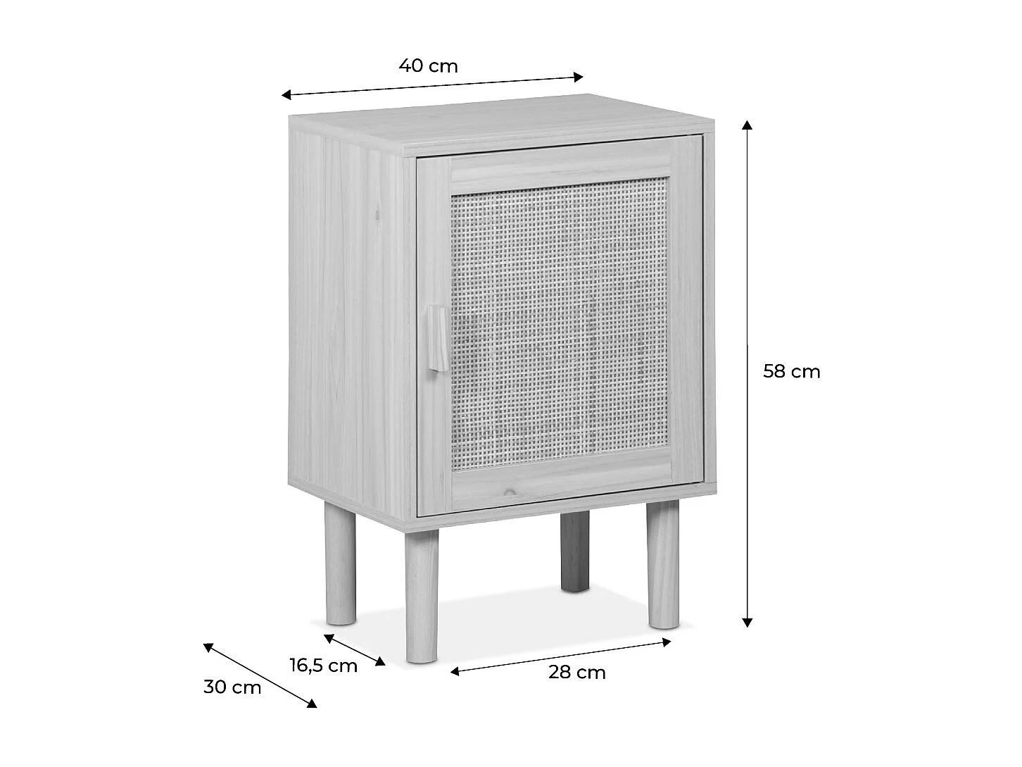 Comodino in canna e legno, marrone naturale