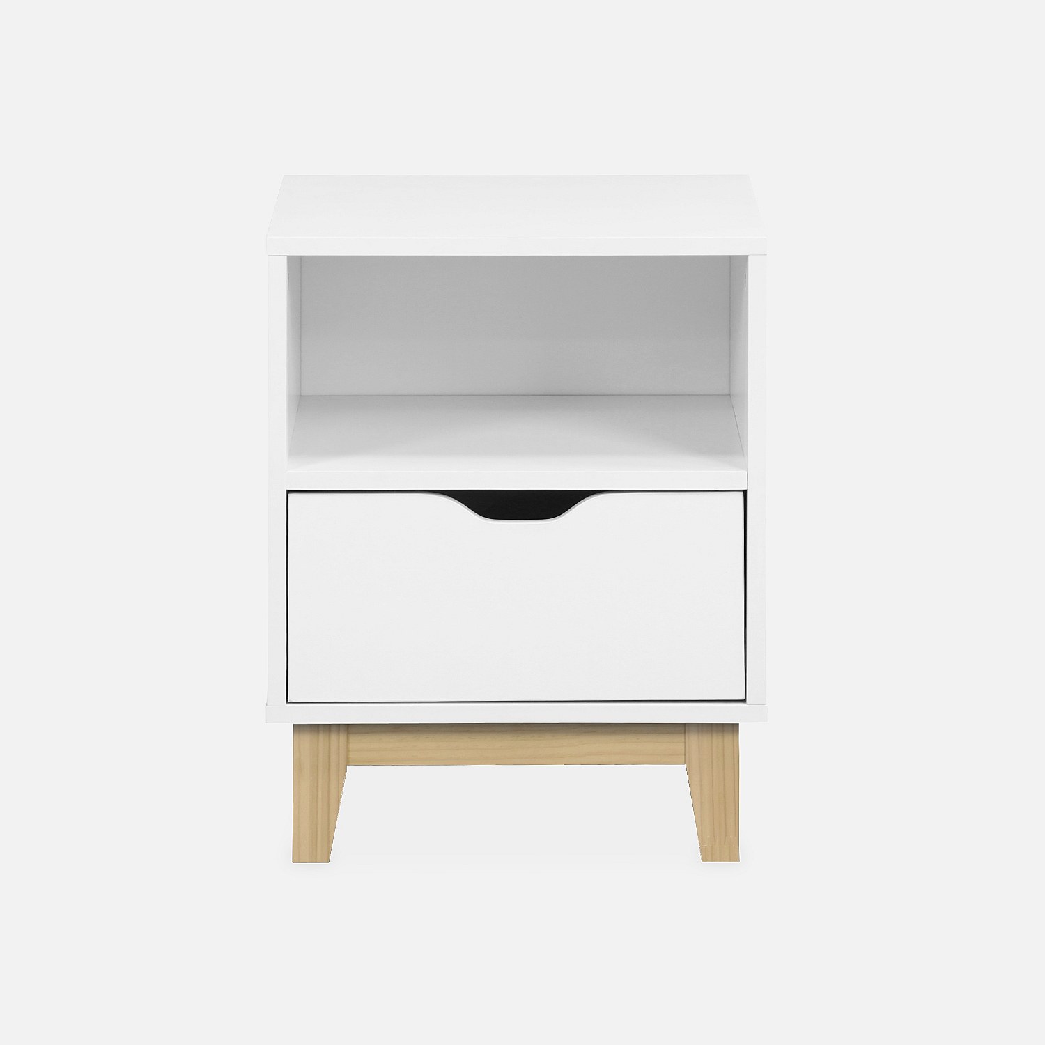 Comodino Mazefur Mid-Century Con Scomparto Segreto – Noce, Cassetto E Gambe In Legno Massello