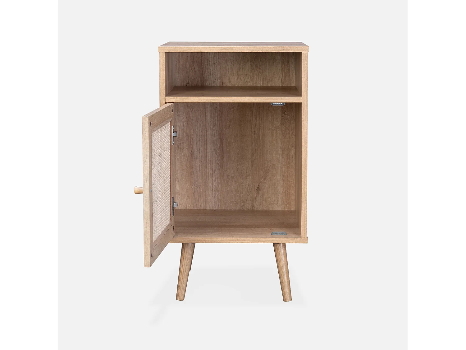 Comodino scandinavo in vimini, marrone naturale