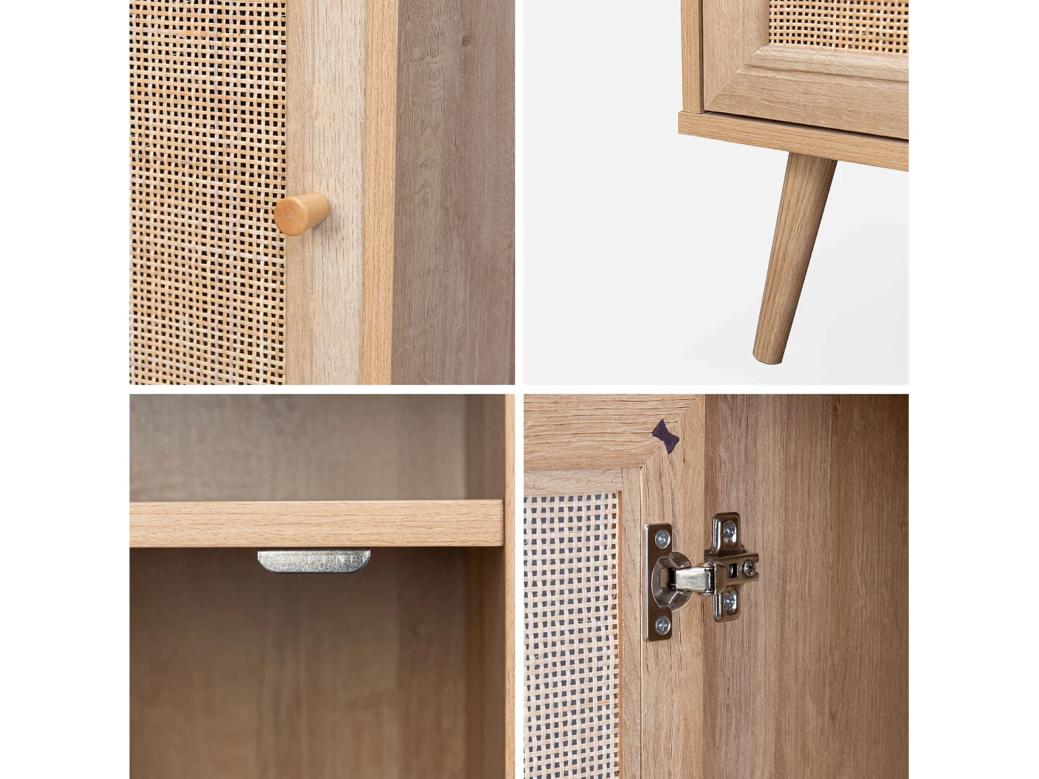 Comodino scandinavo in vimini, marrone naturale