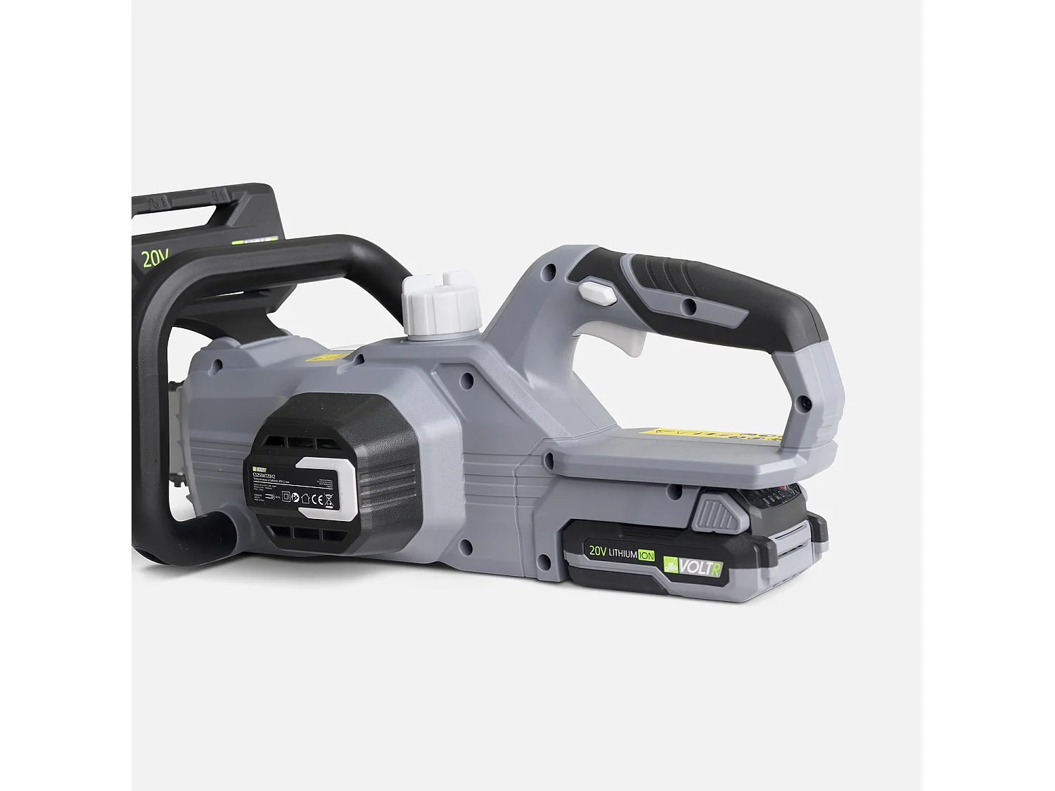 VOLTR 20V– Tronçonneuse 25cm (10’’) – avec batterie Lithium 2.0Ah + chargeur 20V. Normes CE