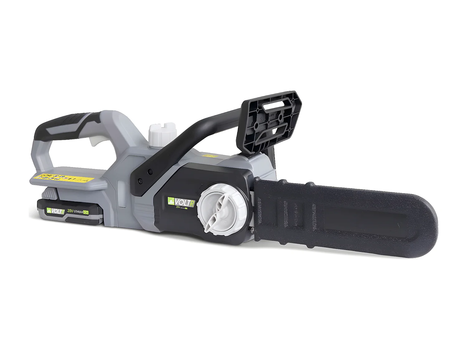 VOLTR 20V– Tronçonneuse 25cm (10’’) – avec batterie Lithium 2.0Ah + chargeur 20V. Normes CE