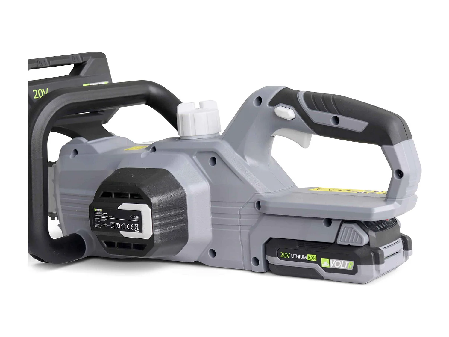 VOLTR 20V– Tronçonneuse 25cm (10’’) – avec batterie Lithium 2.0Ah + chargeur 20V. Normes CE