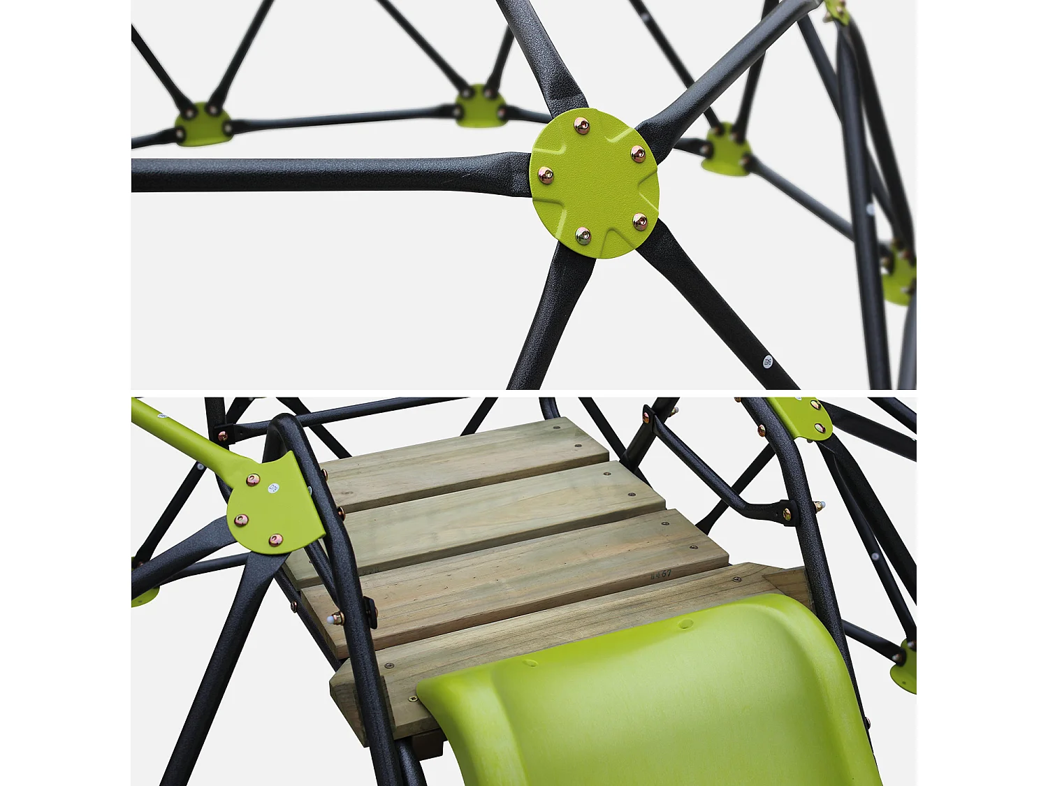 Cupola d'arrampicata con scivolo, verde