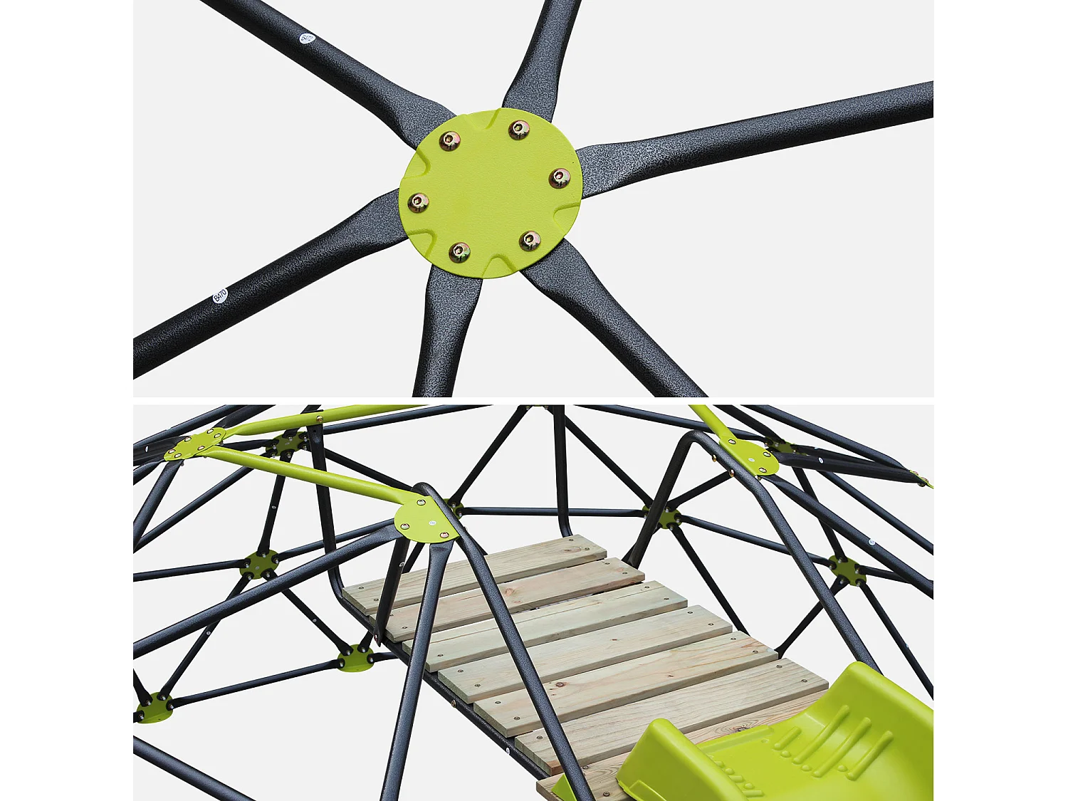 Cupola d'arrampicata con scivolo, verde