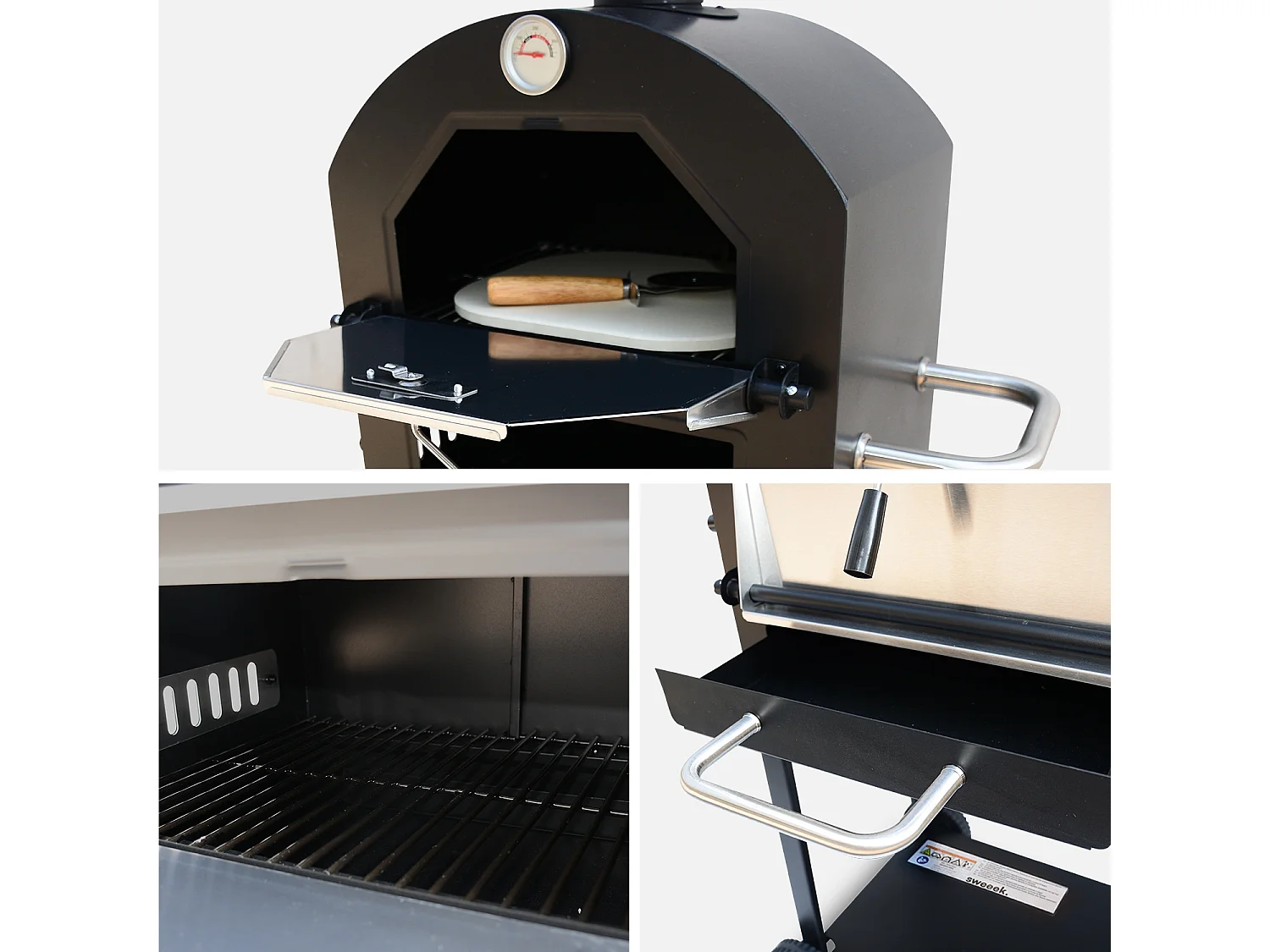 Four à pizza d'extérieur. barbecue au charbon de bois multifonctions - Calzone - pierre de cuisson roulette pelle et housse