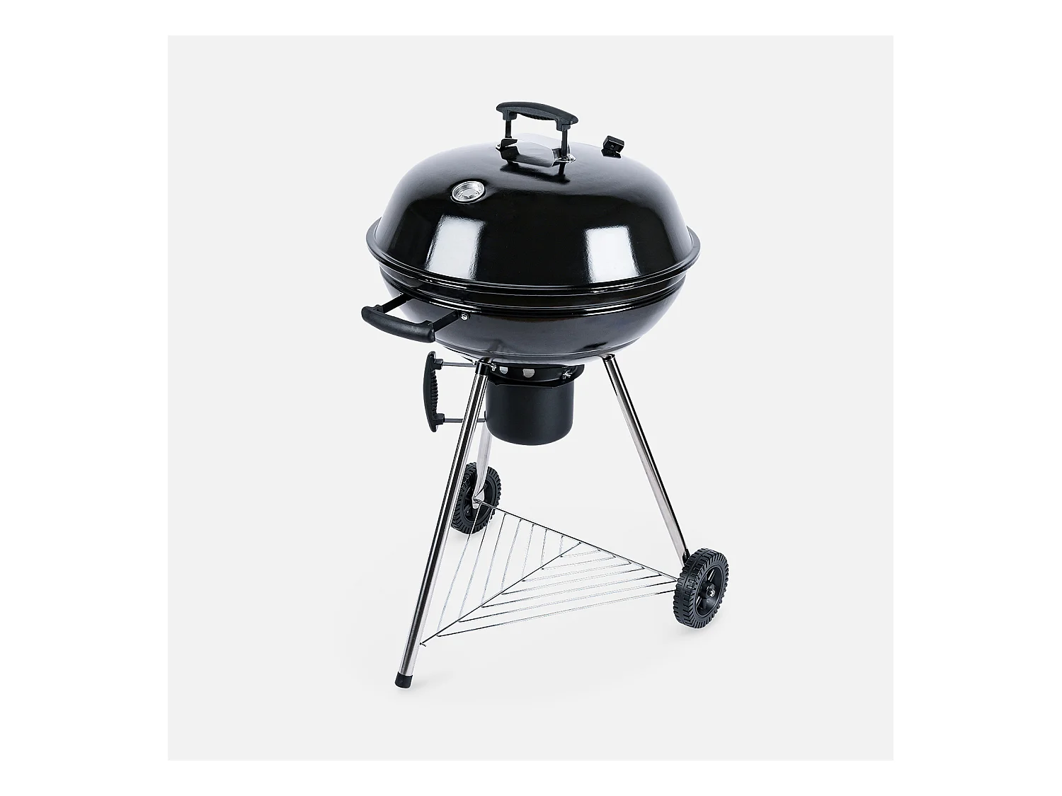 Barbecue charbon de bois Ø57cm - Georges - Noir émaillé. barbecue avec aérateurs. émaillé. fumoir. récupérateur de cendres