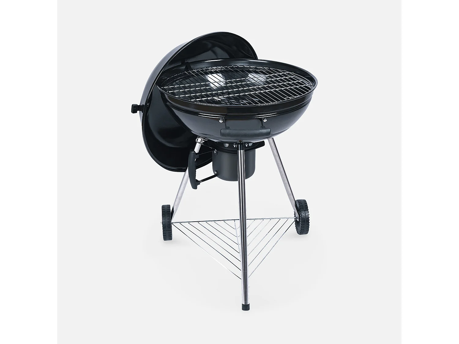 Barbacoa de carbón, Ø53cm, Negro