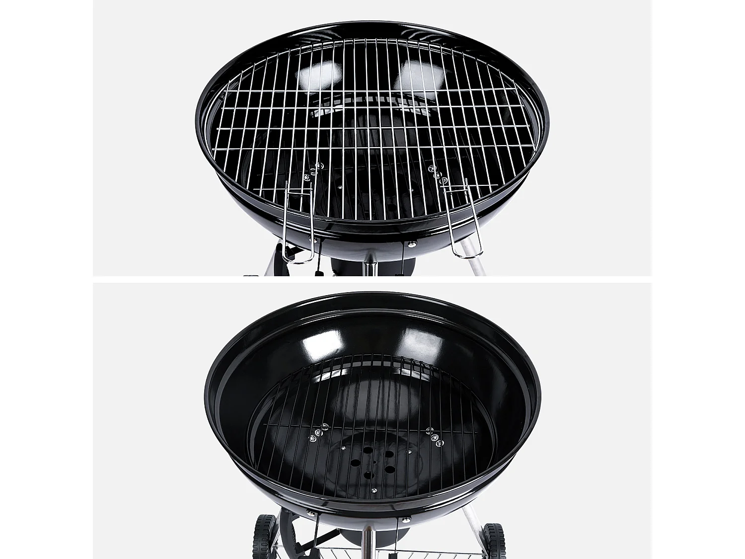 Barbacoa de carbón, Ø53cm, Negro