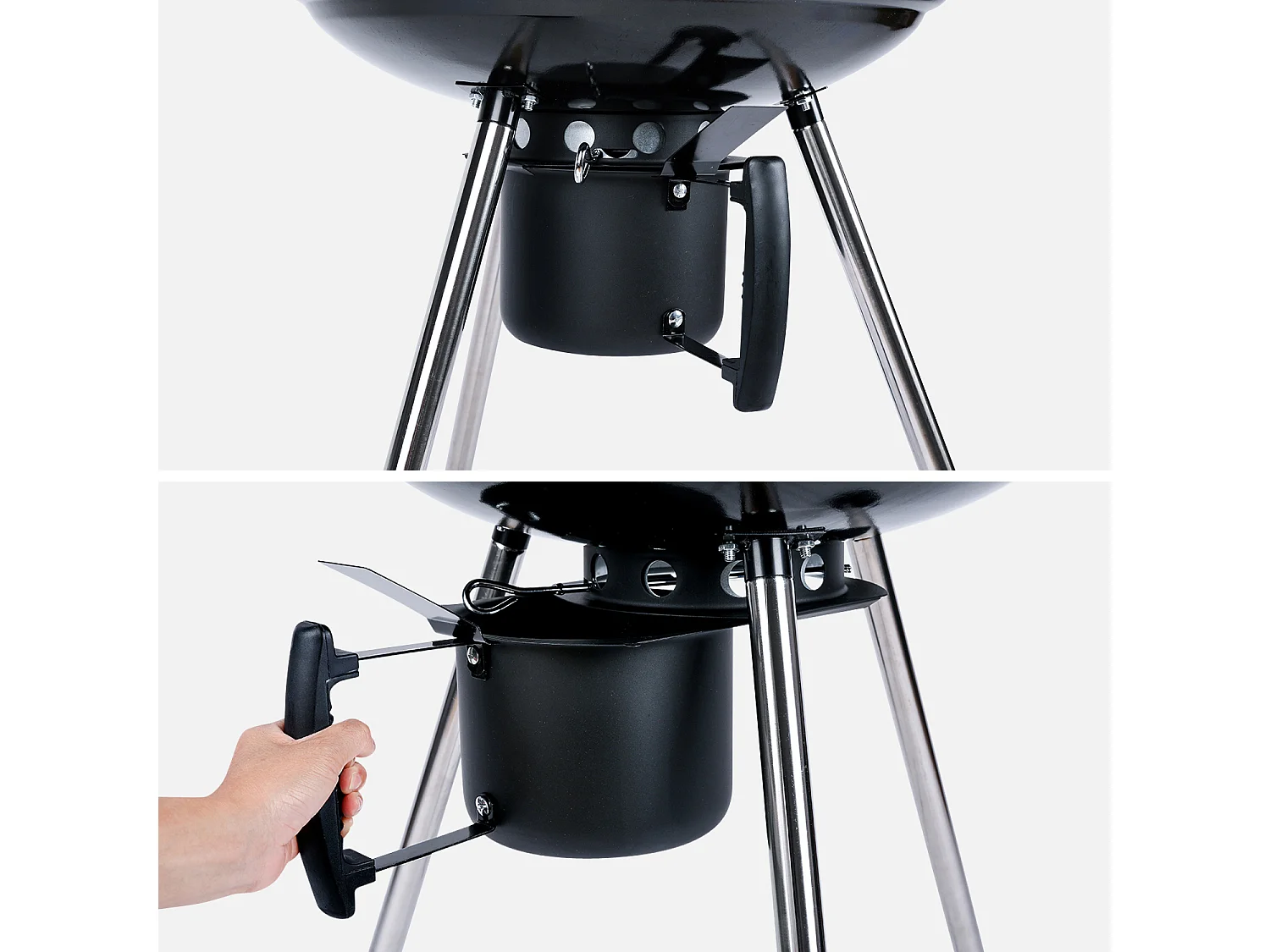 Barbacoa de carbón, Ø53cm, Negro