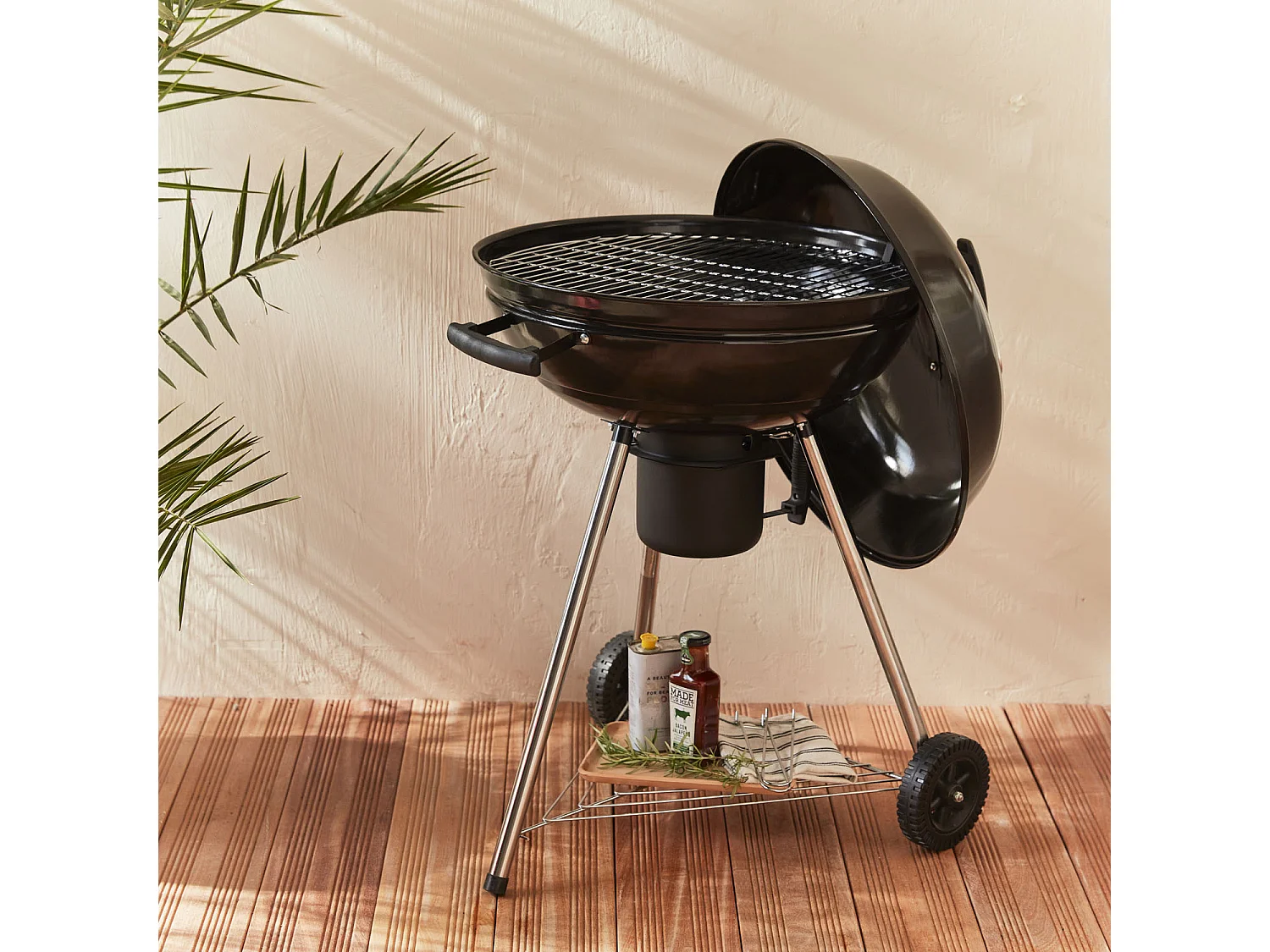 Barbacoa de carbón, Ø53cm, Negro