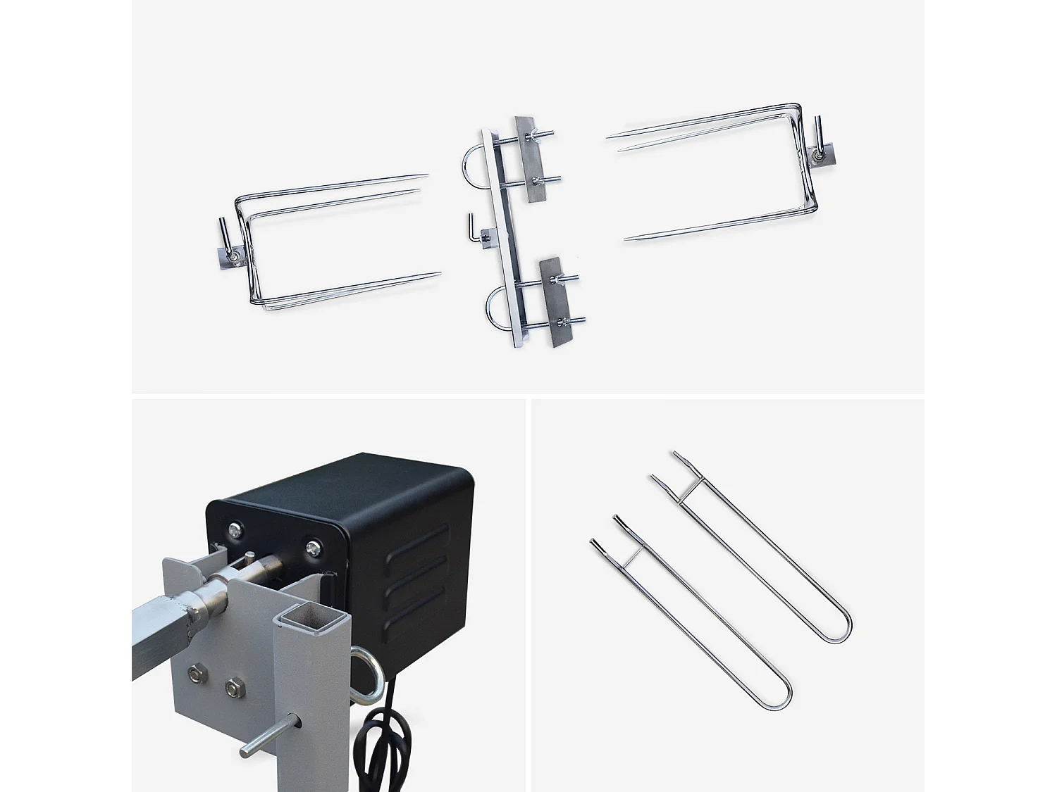 Asador de carbón con espetón eléctrico gris