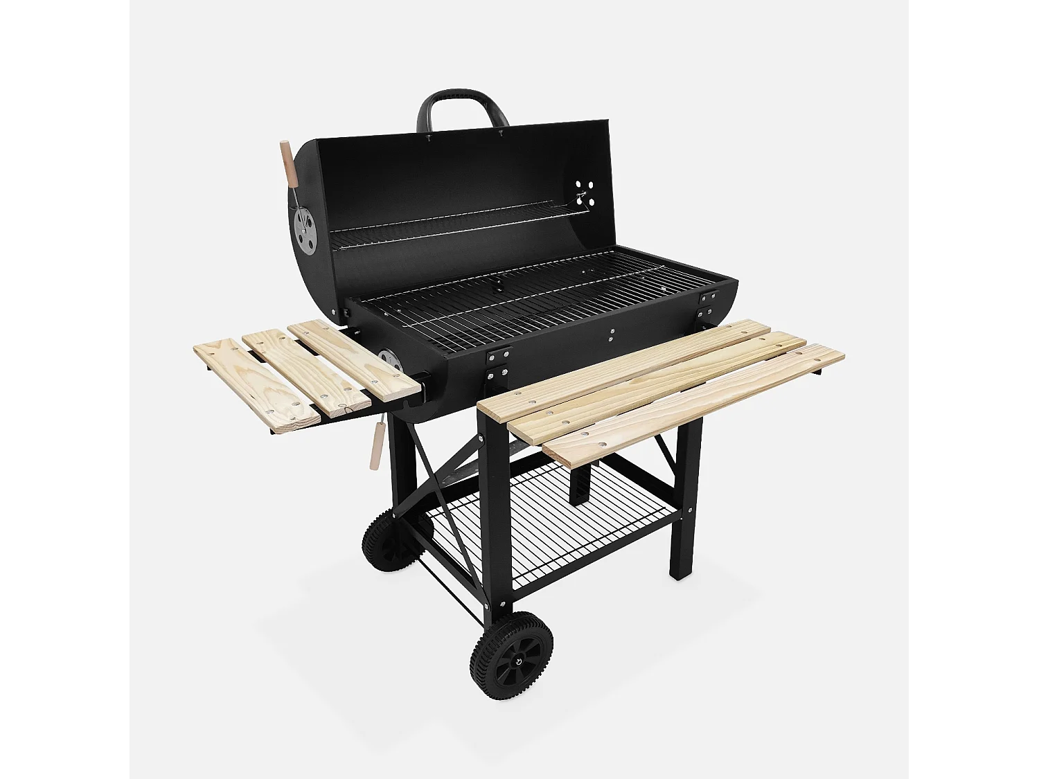 Barbecue américain charbon de bois - Serge noir - Smoker américain avec aérateurs. récupérateur de cendres. fumoir