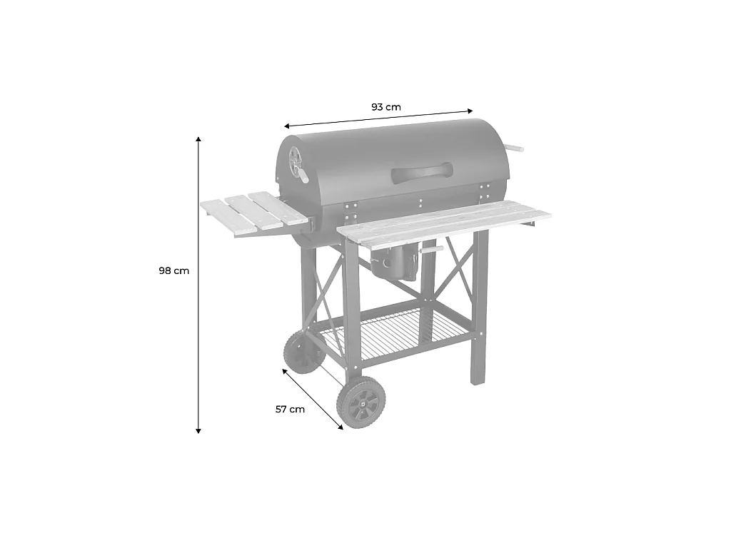 Barbacoa de carbón, parrilla y ahumador americano, con ruedas y