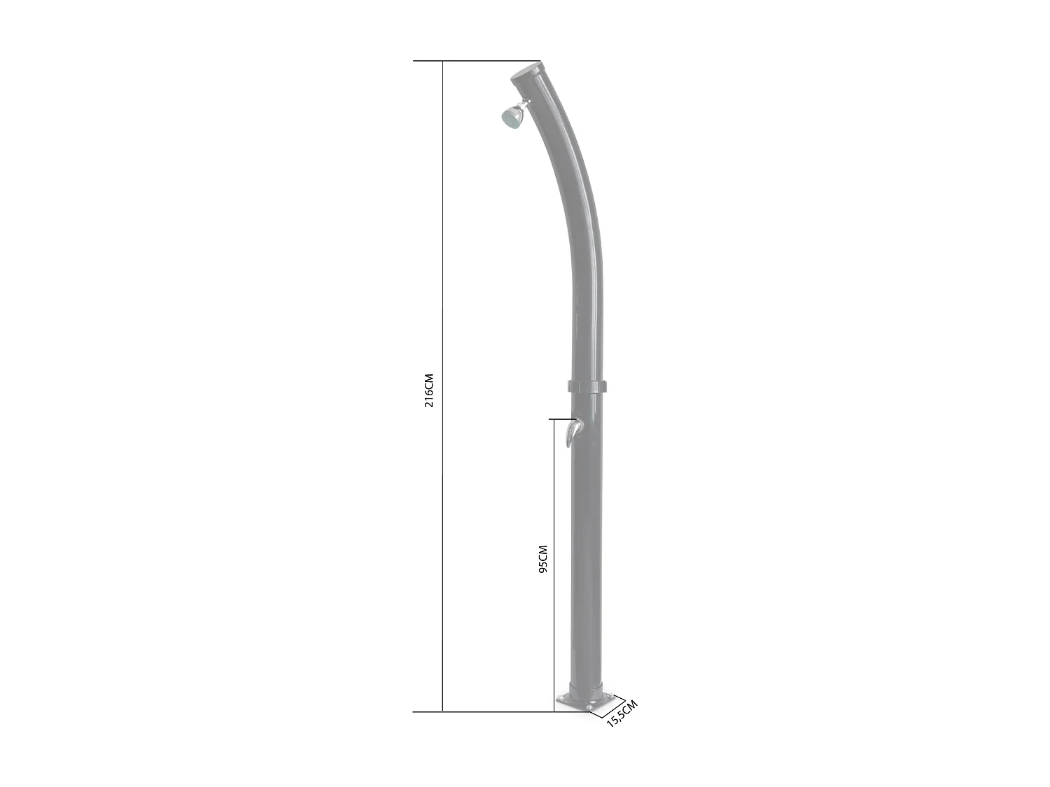 Douche solaire d'extérieur Cascata pour piscine. terrasse et jardin. avec mitigeur. réservoir de 20L