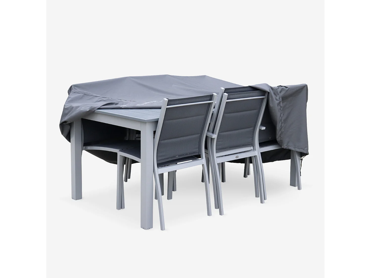 Housse de protection 175x124cm gris foncé - Bâche rectangulaire en polyester enduit PA pour tables de jardin Chicago et Bergamo