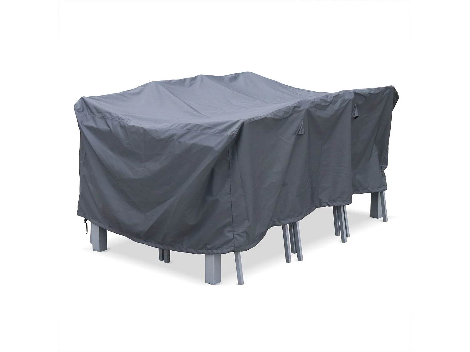 Housse de protection 175x124cm gris foncé - Bâche rectangulaire en polyester enduit PA pour tables de jardin Chicago et Bergamo