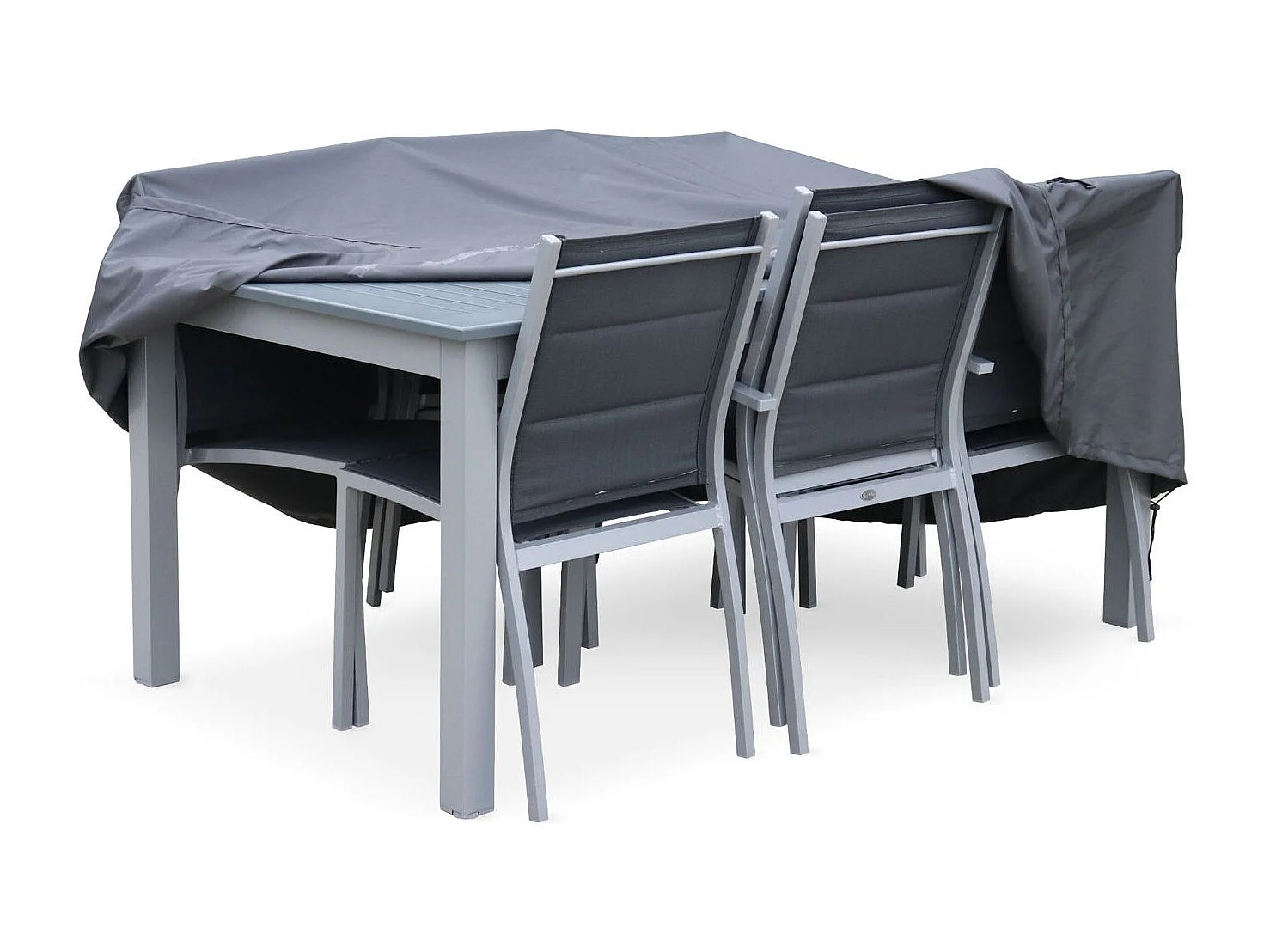Housse de protection 175x124cm gris foncé - Bâche rectangulaire en polyester enduit PA pour tables de jardin Chicago et Bergamo