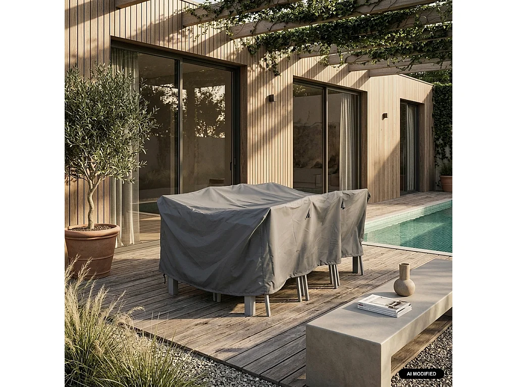 Copertura protettiva per tavolo da giardino, Chicago / Bergamo, Grigio scuro, 175x124x69 cm