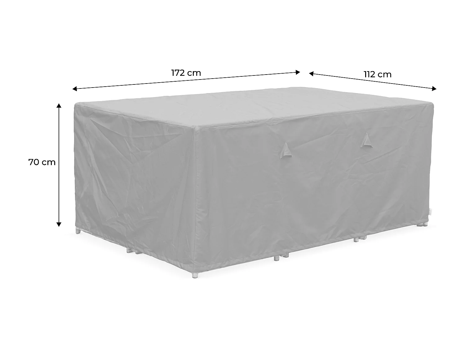 Housse de protection 172x112cm gris foncé - Bâche rectangulaire en polyester enduit PA pour tables de jardin Firenze 6. Vasto 10. Vabo 10 et Cubo 10