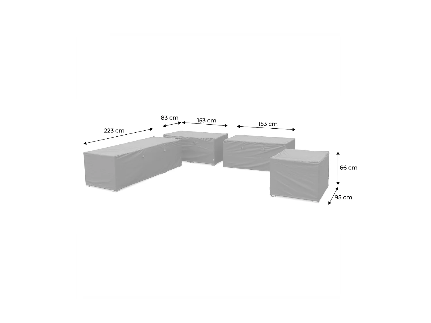 Ensemble de housses de protection gris foncé pour salon de jardin Venezia - Quatre bâches. toile Oxford. en polyester enduit PA