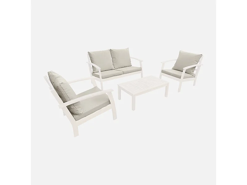 Set di copricuscini per salotto da giardino, ecrù