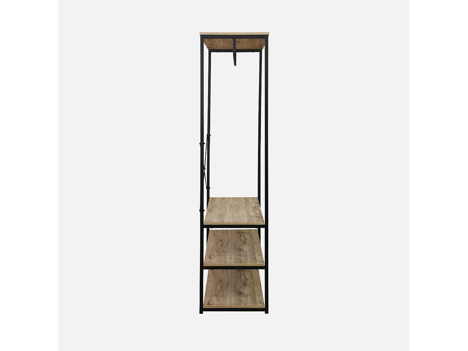 Dressing. vestiaire. portemanteau en métal noir et décor bois. Loft. 3 étagères. une barre de penderie  L 100 x l 40 x H 167cm