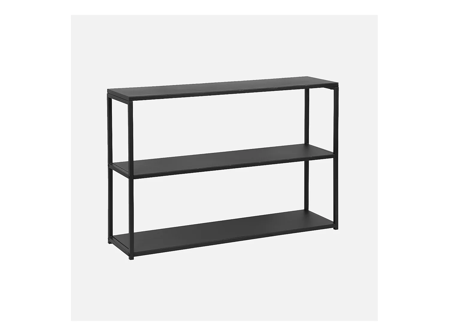 Etagère basse 3 niveaux en métal noir - Industrielle - 120x30x80cm