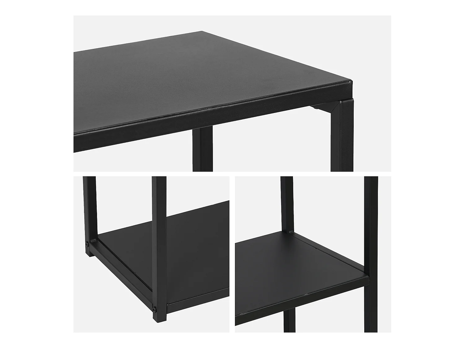 Estantería industrial baja de metal de 3 niveles, 120cm negro