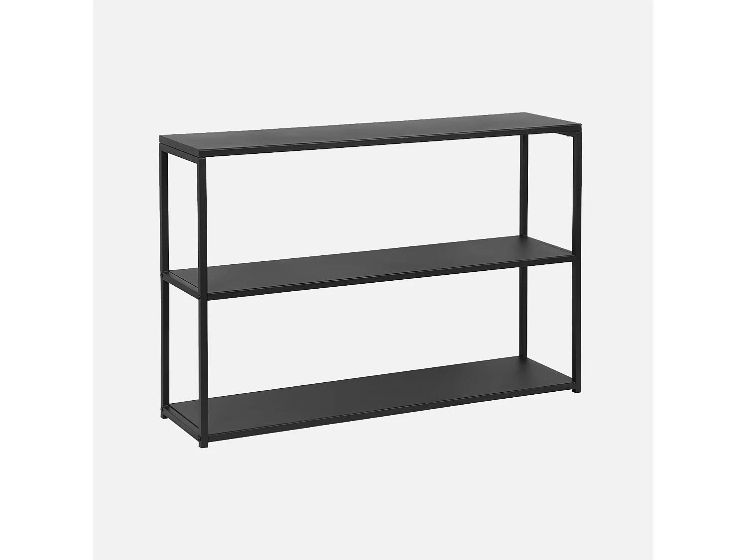 Estantería industrial baja de metal de 3 niveles, 120cm negro