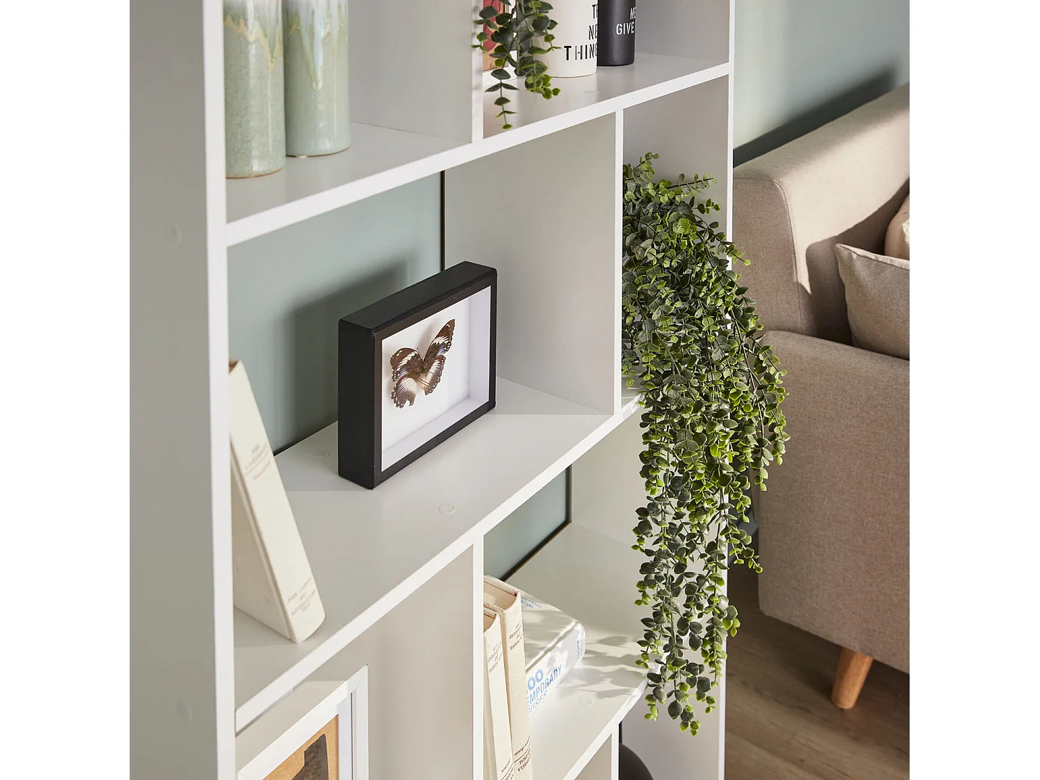 Librería con 5 baldas y 10 compartimentos blanco