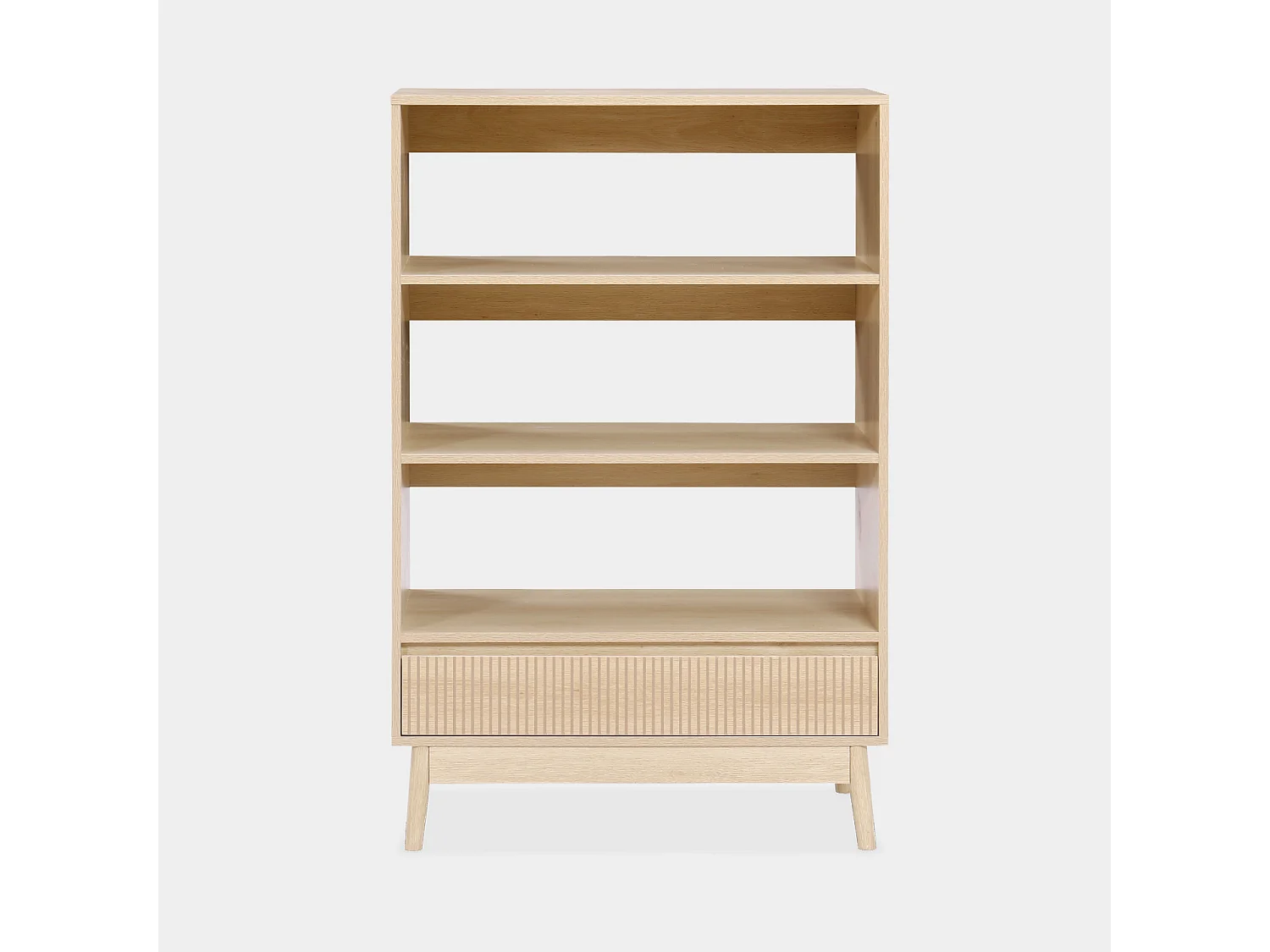 Scaffale libreria, decoro in legno, 3 livelli, marrone naturale