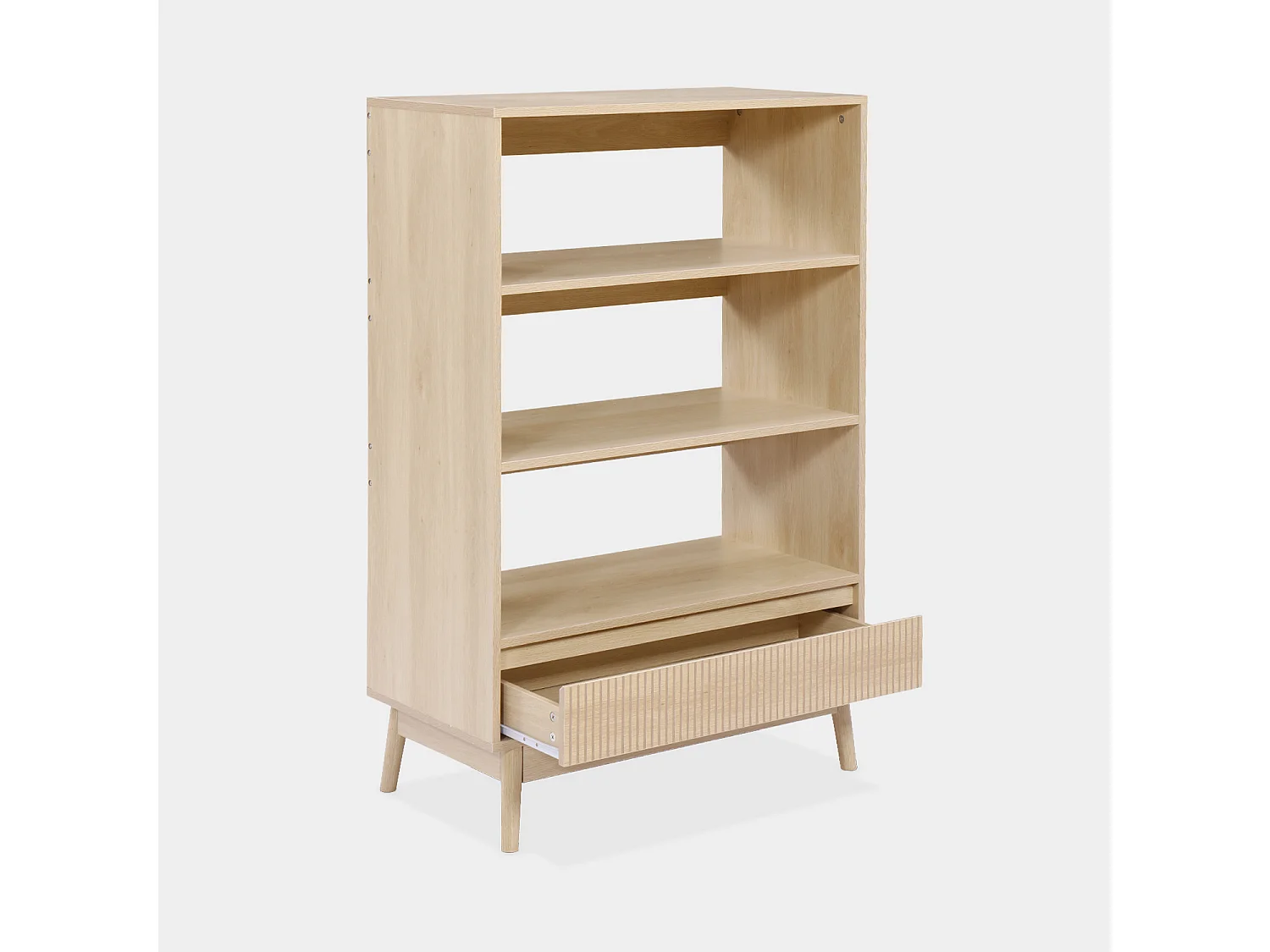 Scaffale libreria, decoro in legno, 3 livelli, marrone naturale
