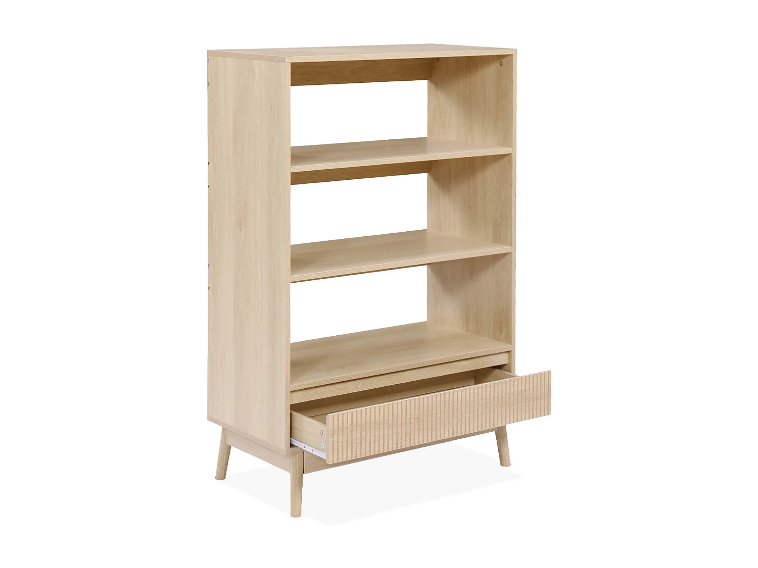Scaffale libreria, decoro in legno, 3 livelli, marrone naturale