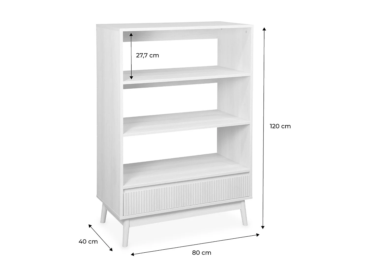 Scaffale libreria, decoro in legno, 3 livelli, marrone naturale