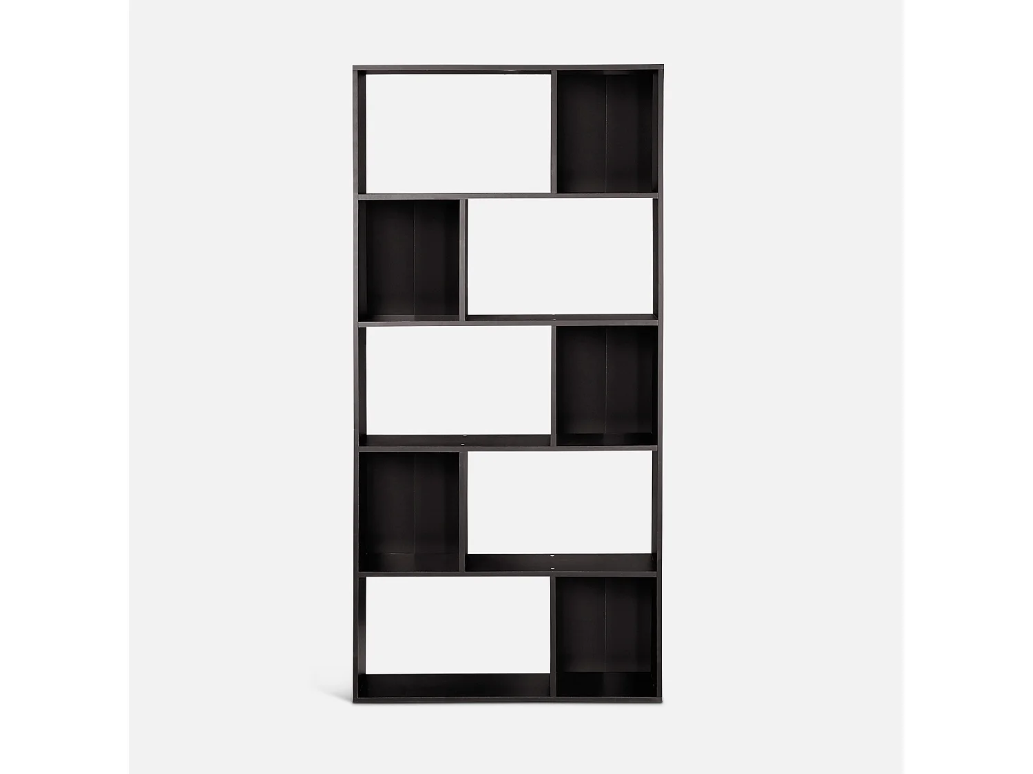 Bibliothèque design asymétrique – Pieter – 5 étagères. 10 compartiments de rangement. 83x23x173cm