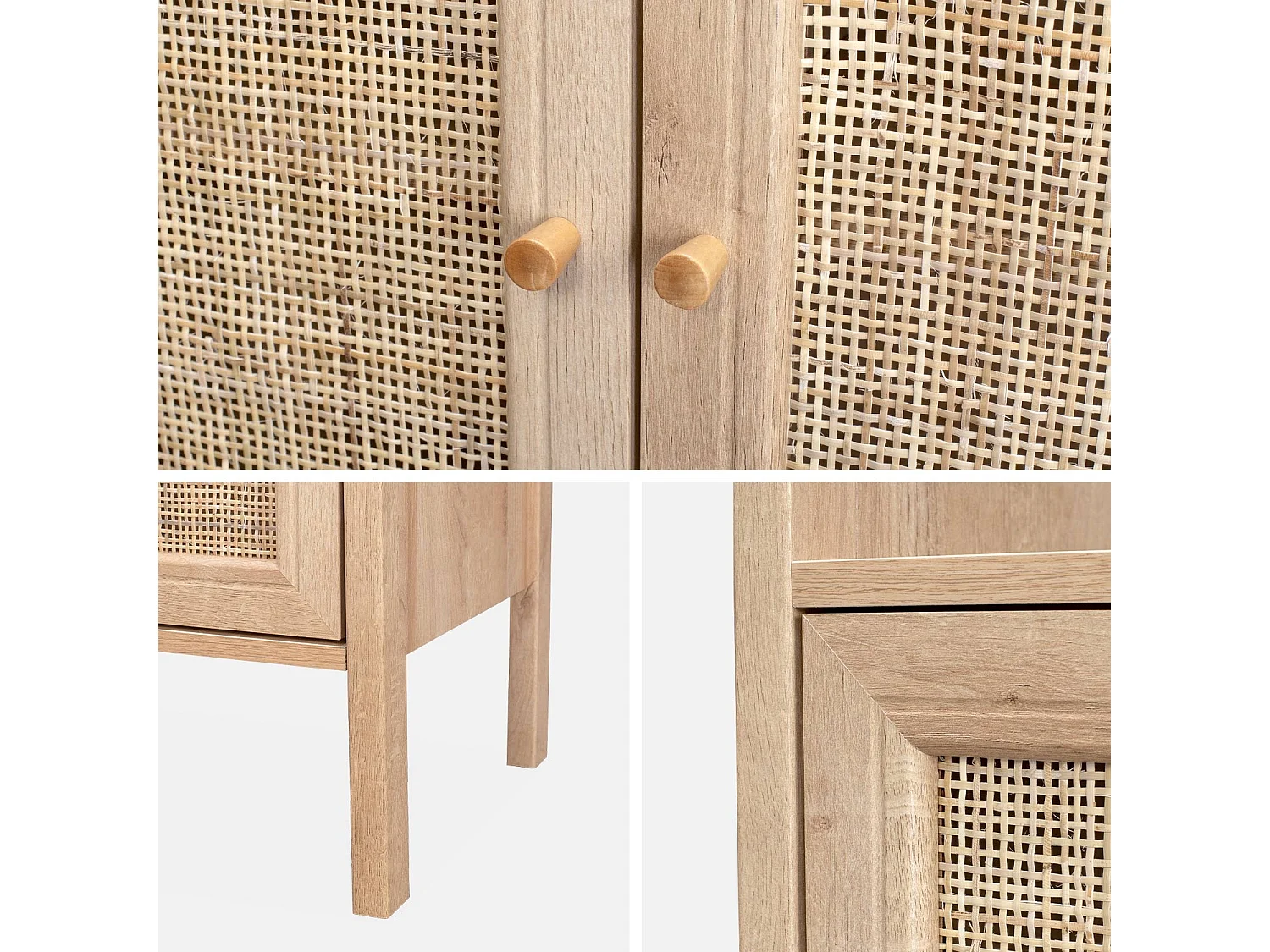 Estantería efecto madera y caña con 4 niveles natural