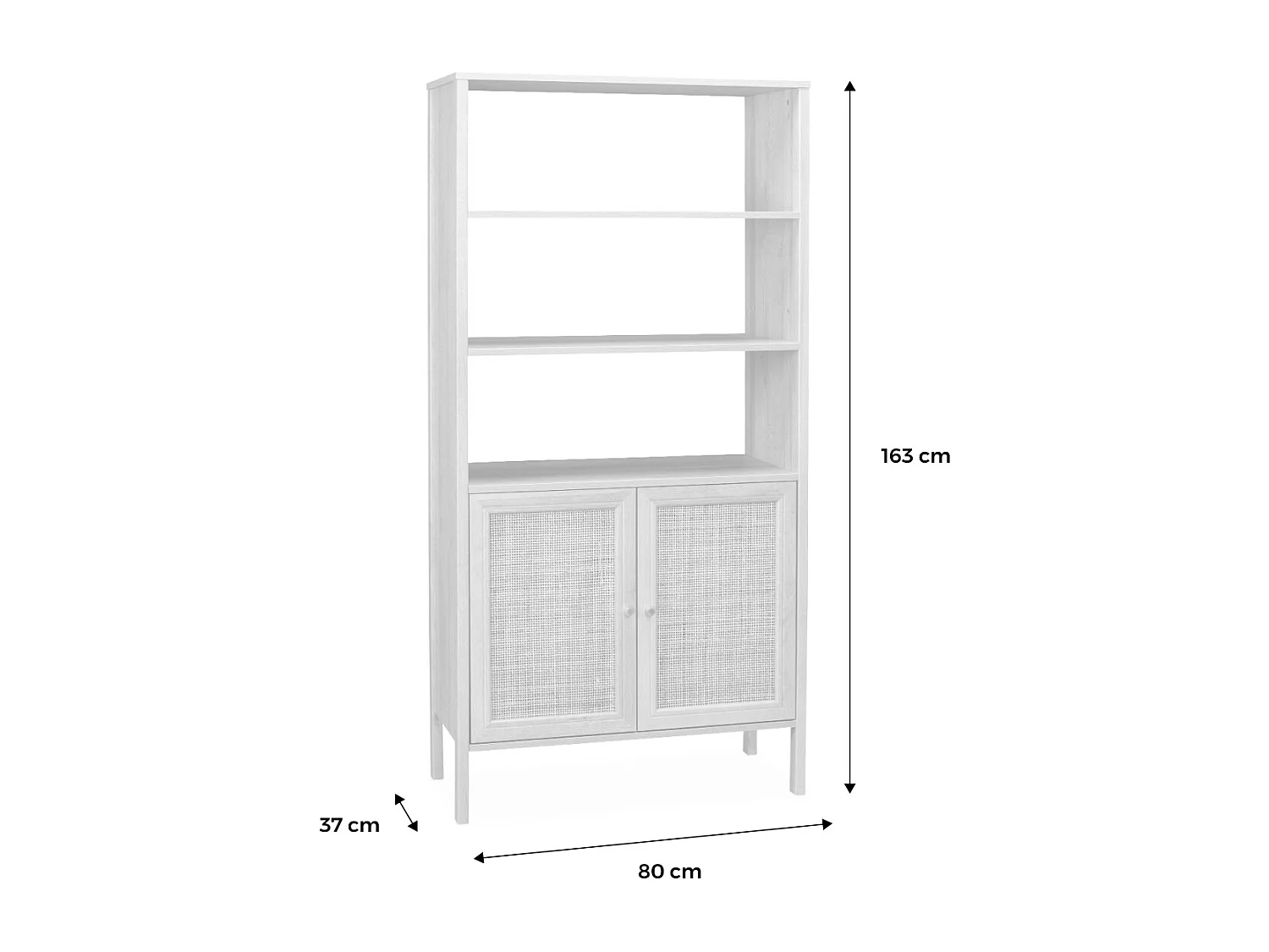 Libreria effetto legno e canna, 4 livelli, marrone naturale