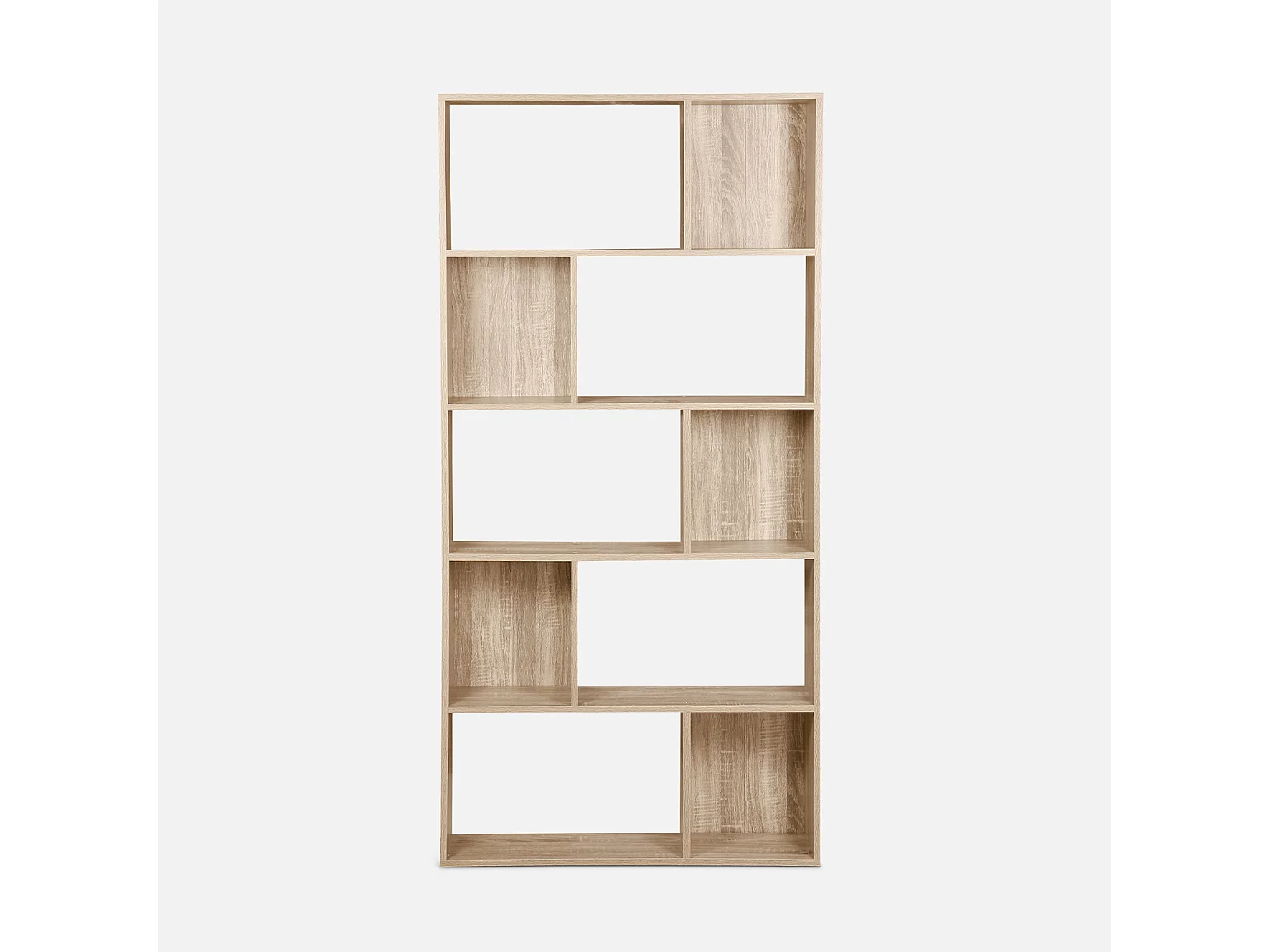 Bibliothèque design asymétrique – Pieter – 5 étagères. 10 compartiments de rangement. 83x23x173cm